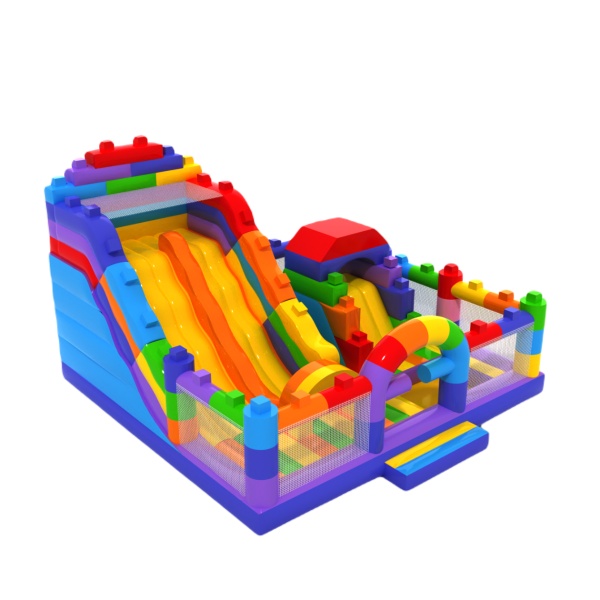 Gonflable avec toboggan - combo MAXI Blocs colorés