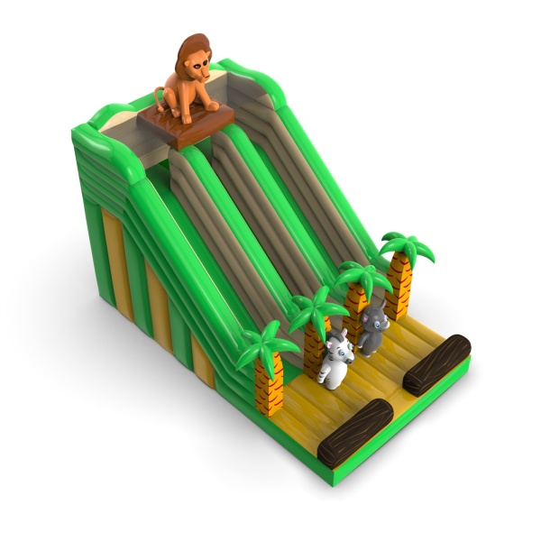 Toboggan gonflable double avec le thème de la jungle
