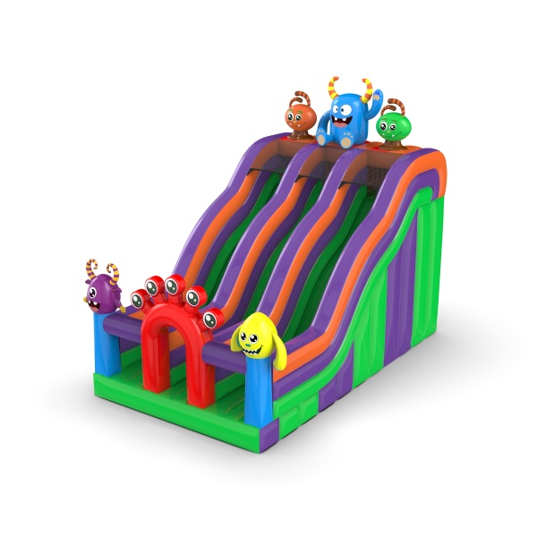 Toboggan double gonflable avec des monstres