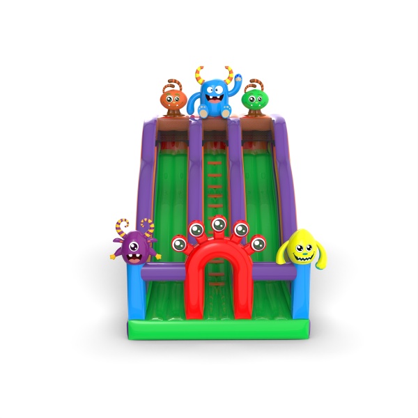 Toboggan double gonflable avec des monstres