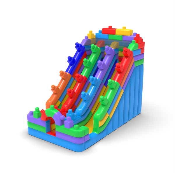 Toboggan gonflable double Blocs colorés