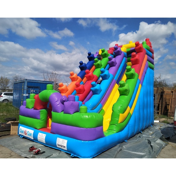 Toboggan gonflable double Blocs colorés