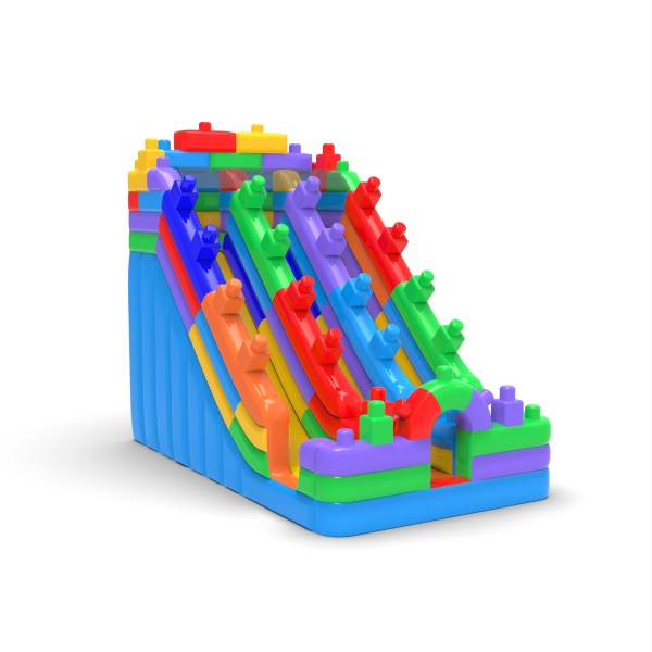 Toboggan gonflable double Blocs colorés