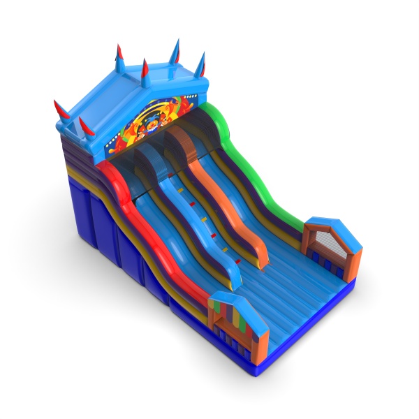 Toboggan ouvert double sur le thème de la fête foraine