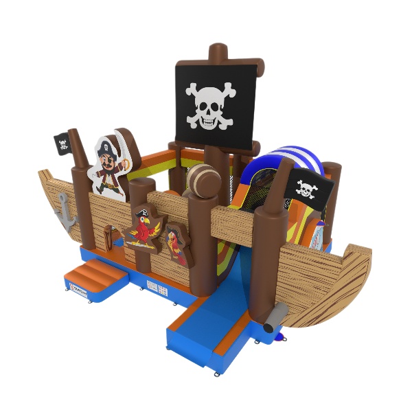 Aire de jeux gonflable bateau sur le thème des pirates