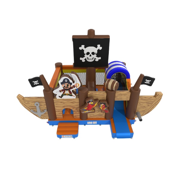 Aire de jeux gonflable bateau sur le thème des pirates
