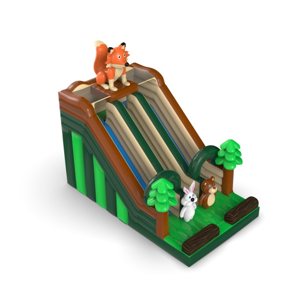 Double toboggan à thème forestier