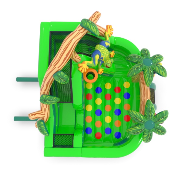 Aire de jeux gonflable grenouille sur le thème de la jungle