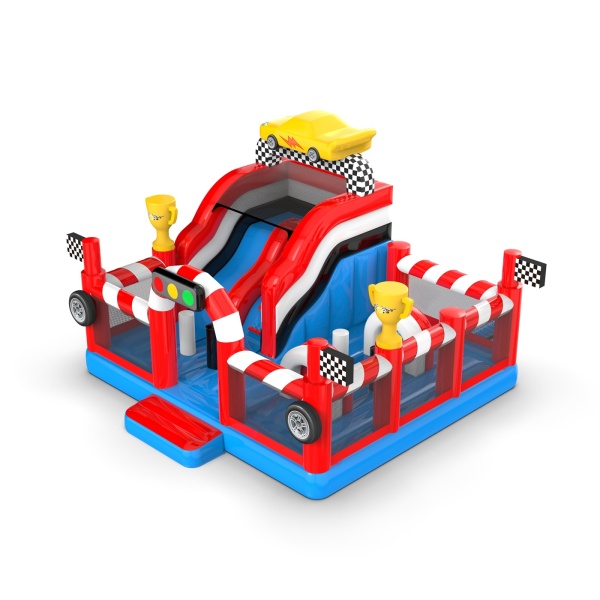 Aire de jeux gonflable 6x6 sur le thème des voitures