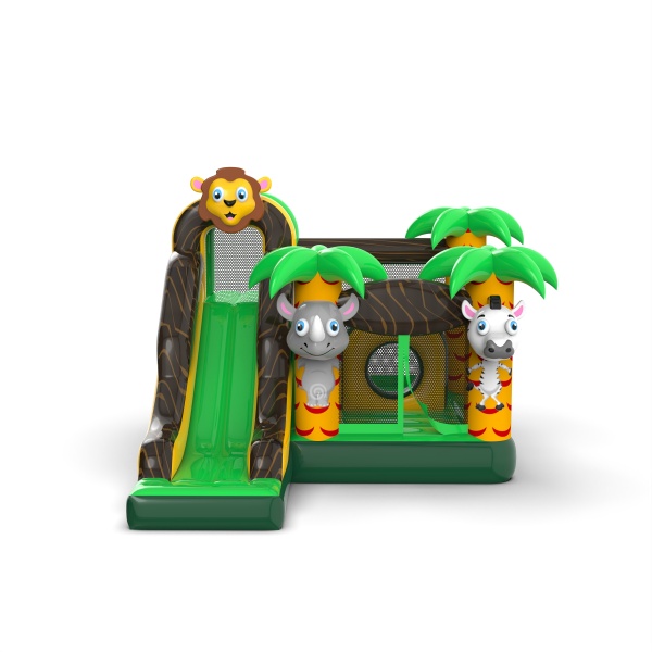 Petit château gonflable avec toboggan pour enfants - thème jungle