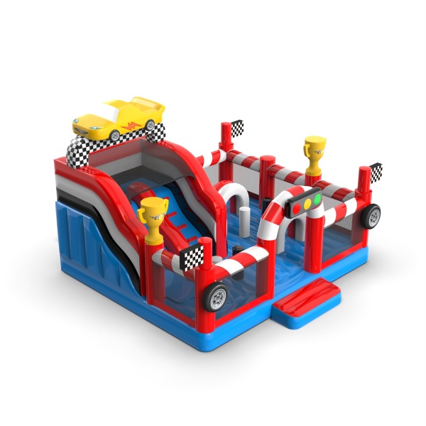 Aire de jeux gonflable 6x6 sur le thème des voitures