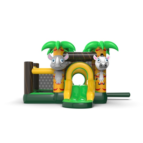 Petit château gonflable avec piscine à balles sèche pour enfants - thème jungle