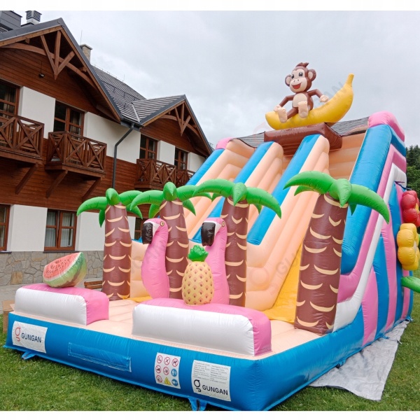 Toboggan gonflable double avec le thème hawaïen