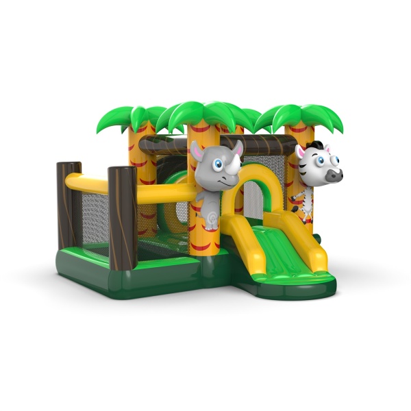 Petit château gonflable avec piscine à balles sèche pour enfants - thème jungle
