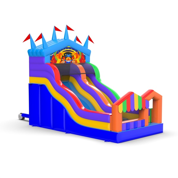 Toboggan gonflable avec le thème de la fête foraine