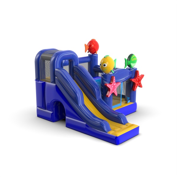 Petit château gonflable avec toboggan pour enfants - thème marin