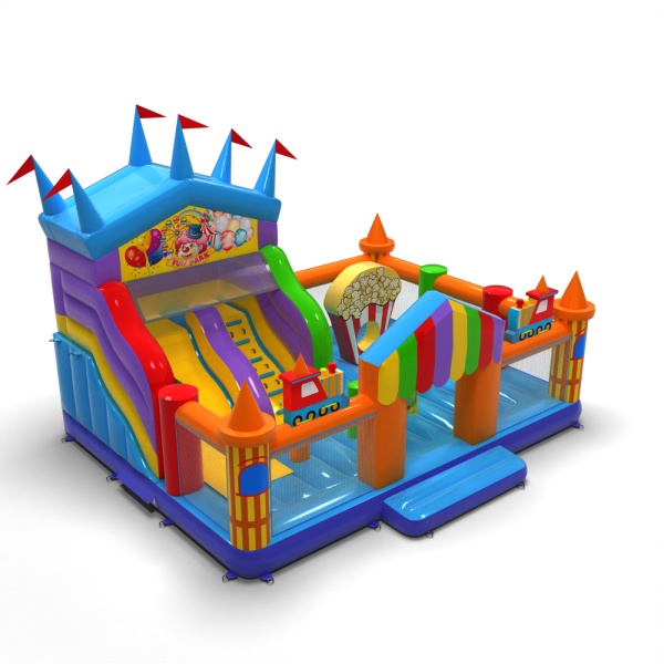 Aire de jeux gonflable 8x6 sur le thème de la fête foraine