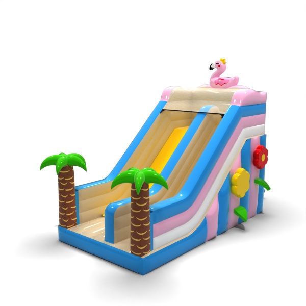 Toboggan gonflable avec un flamant rose