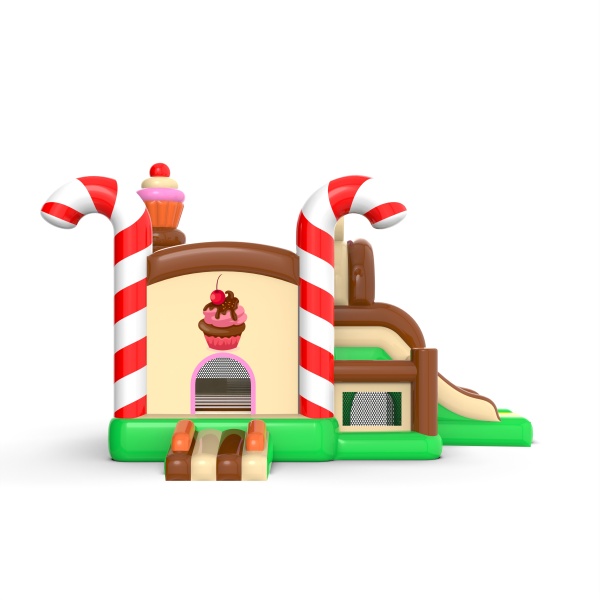 Château gonflable combo avec le thème des bonbons
