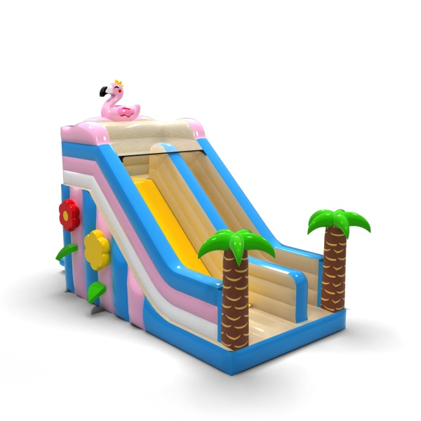 Toboggan gonflable avec un flamant rose