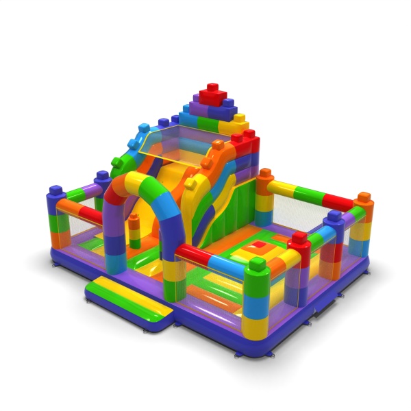 Aire de jeux gonflable 8x6 sur le thème des blocs colorés