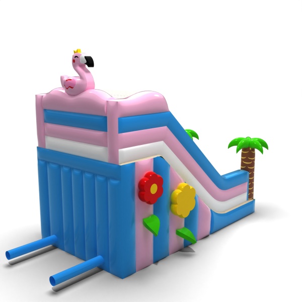 Toboggan gonflable avec un flamant rose