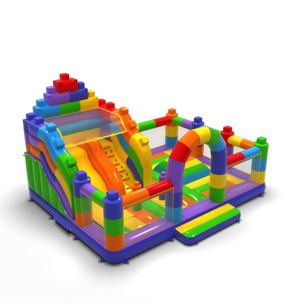 Aire de jeux gonflable 8x6 sur le thème des blocs colorés