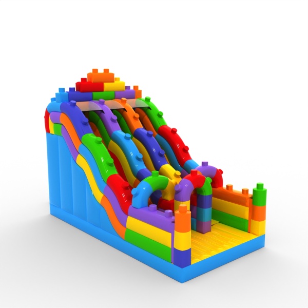 Toboggan ouvert double avec le thème des blocs colorés
