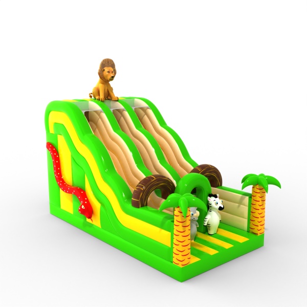 Toboggan ouvert double avec le thème de la jungle