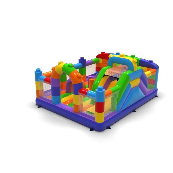 Aire de jeux gonflable 6x5 sur le thème des blocs colorés