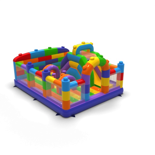 Aire de jeux gonflable 6x5 sur le thème des blocs colorés