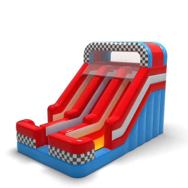 Double toboggan gonflable sur le thème automobile mini