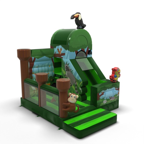 Gonflable avec toboggan - combo jungle avec imprimé