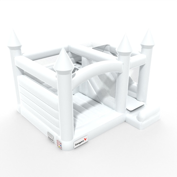 Château gonflable avec toboggan dans un motif blanc