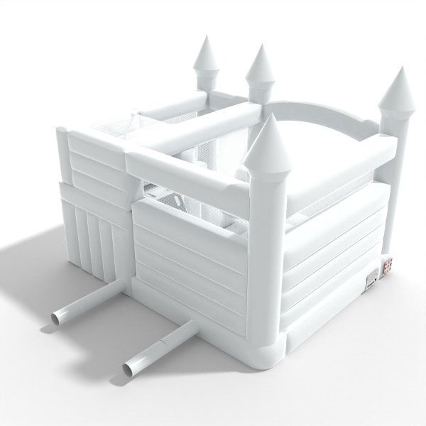 Château gonflable avec toboggan dans un motif blanc