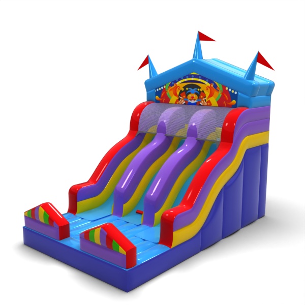 Double toboggan gonflable sur le thème de fête foraine mini
