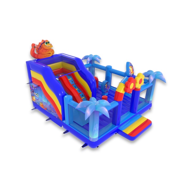 Aire de jeux gonflable 6x6 sur le thème du royaume magique