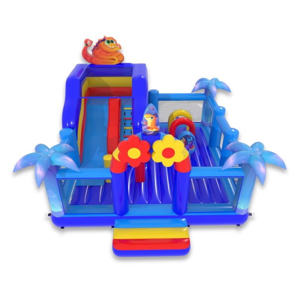 Aire de jeux gonflable 6x6 sur le thème du royaume magique