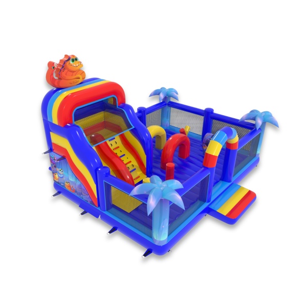 Aire de jeux gonflable 8x6 sur le thème du royaume magique