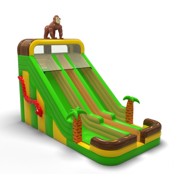 Toboggan gonflable agrandi double sur le thème de la jungle
