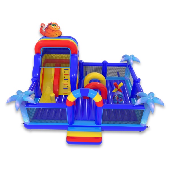Aire de jeux gonflable 8x6 sur le thème du royaume magique