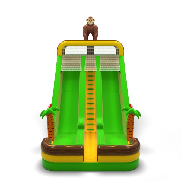 Toboggan gonflable agrandi double sur le thème de la jungle