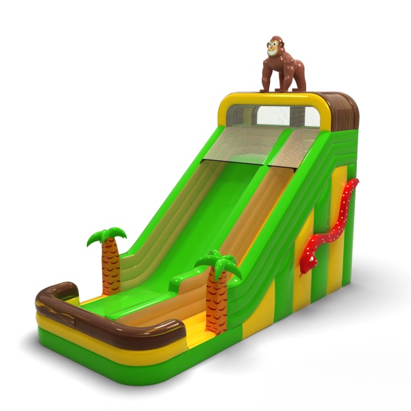Toboggan gonflable agrandi sur le thème de la jungle