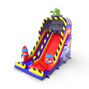 Toboggan gonflable sur le thème spatial avec rebords