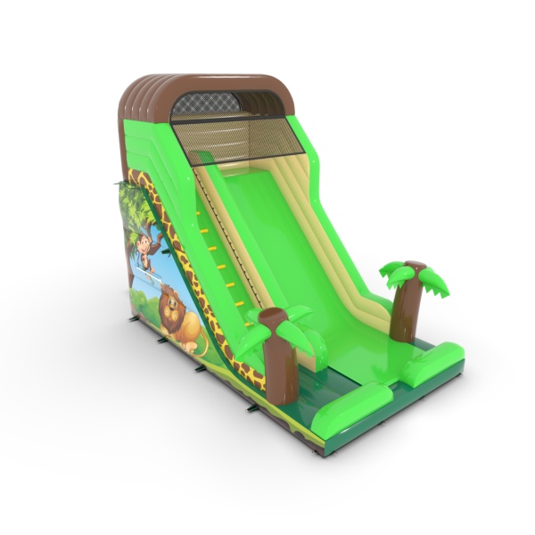 Toboggan gonflable avec imprimé jungle avec boudins latéraux
