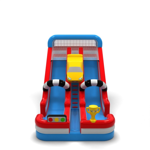 Toboggan gonflable agrandi double sur le thème des voitures