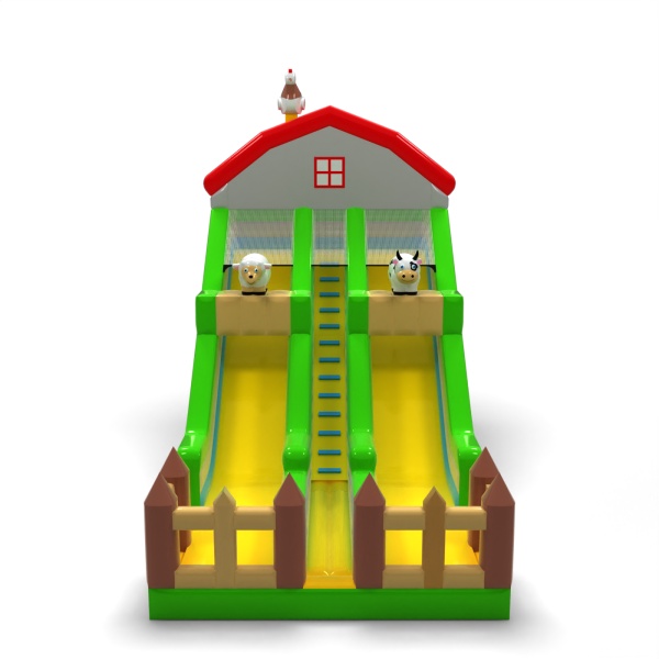 Toboggan gonflable agrandi sur le thème de la ferme