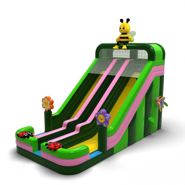 Toboggan gonflable agrandi double sur le thème du printemps