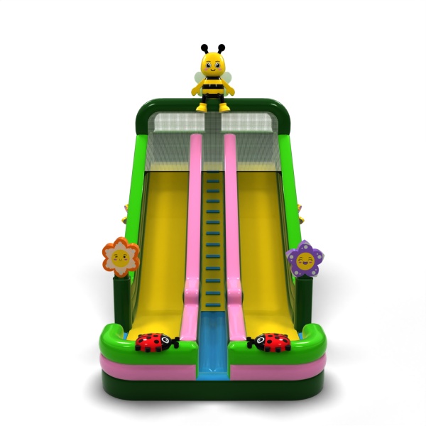 Toboggan gonflable agrandi double sur le thème du printemps