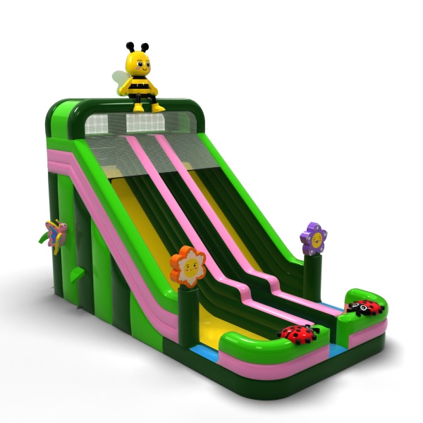 Toboggan gonflable agrandi double sur le thème du printemps